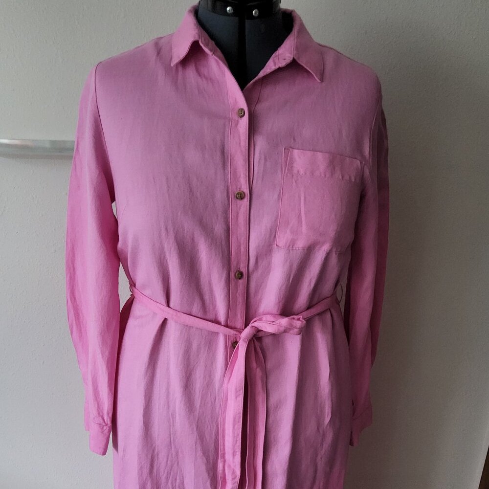 NEW LOFT Bright Pink Button-Down Maxi Dress Size XL